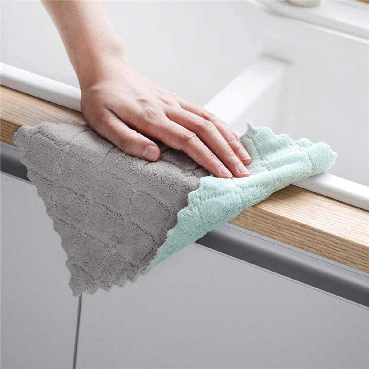 LMETJMA 10pcs Kitchen Cloth Dish Towels Super Absorbent Coral Velvet Dishtowels Nonstick Oil Washable Fast Drying JT224