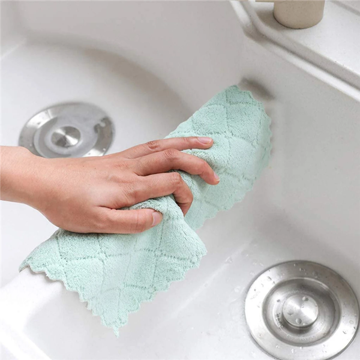 LMETJMA 10pcs Kitchen Cloth Dish Towels Super Absorbent Coral Velvet Dishtowels Nonstick Oil Washable Fast Drying JT224