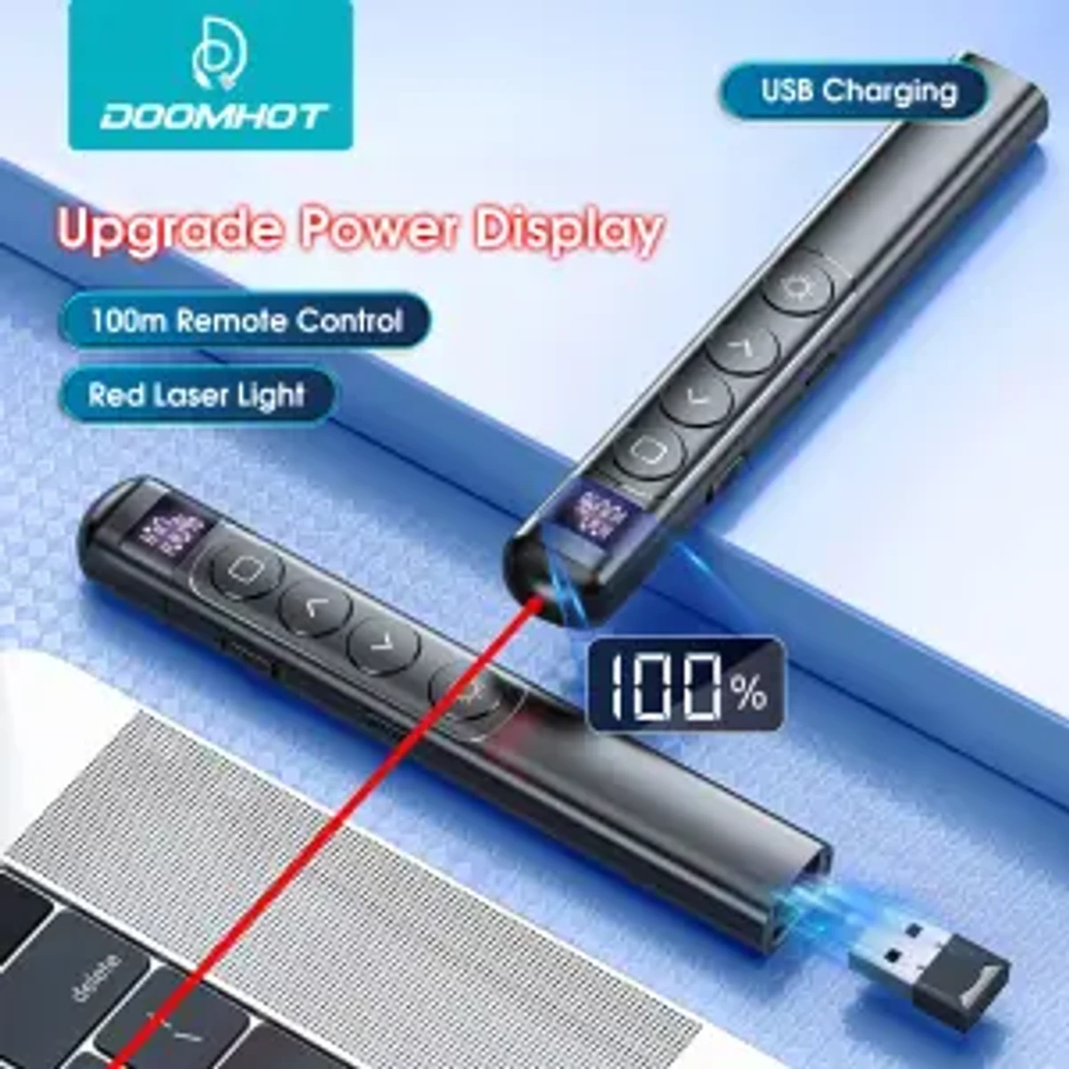 Doomhot Wireless Presenter Wireless Presenter Remote Control USB Laser Pointer Presentation Remote Turning Pen Laser Pointer Pen USB RF Presenter